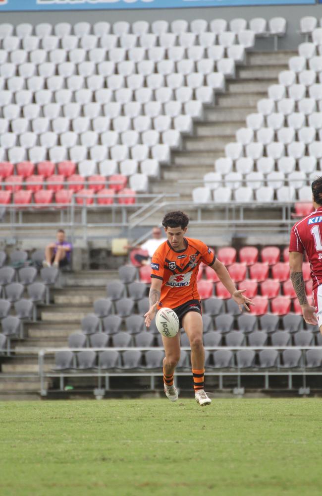 Xavier Hellyer. Meninga Cup action between Redcliffe and the Brisbane Tigers. Saturday February 11, 2024.