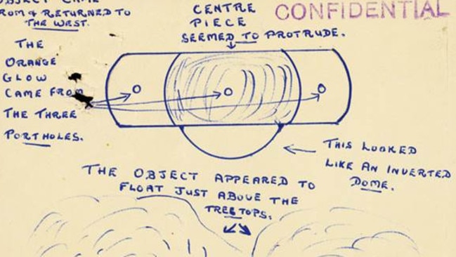 Files from the National Archives detailing UFO sightings. Picture: National Archives.