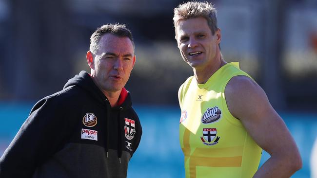 St Kilda coach Alan Richardson and Nick Riewoldt. Picture: Michael Klein