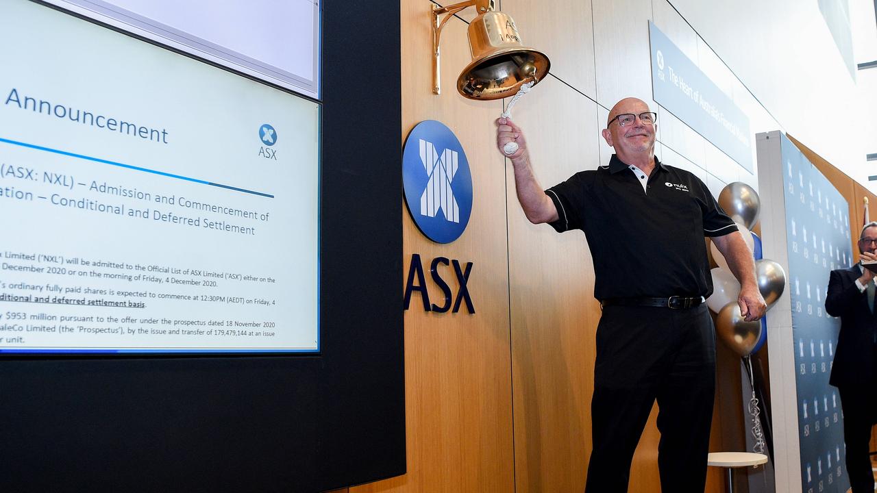 Nuix chief executive Rod Vawdrey ringing the ASX bell after the company completed 2020s biggest IPO. Picture: NCA NewsWire/Bianca De Marchi
