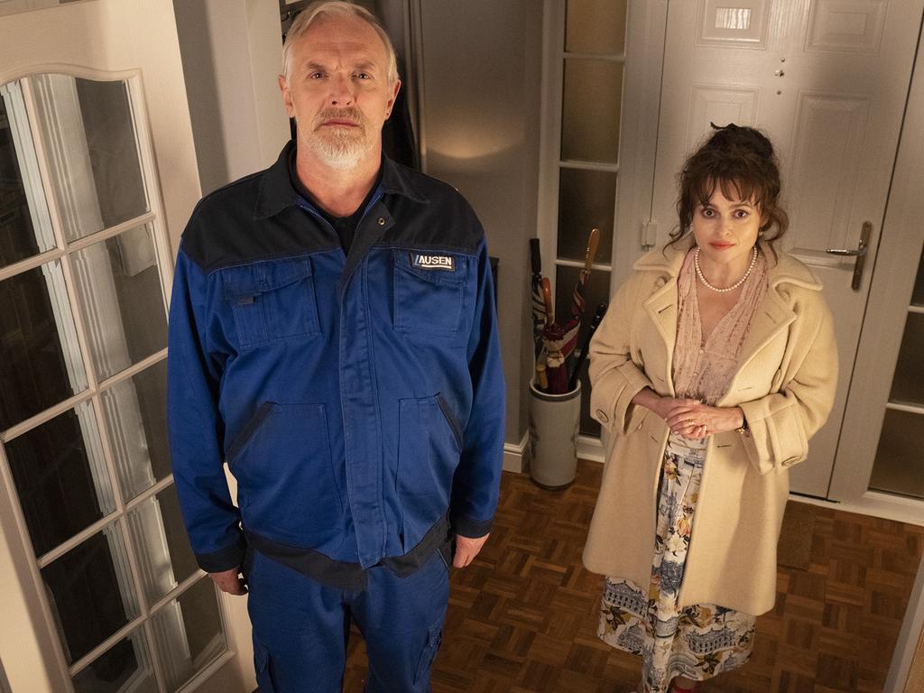 Greg Davies and Helena Bonham Carter in the new UK black comedy The Cleaner. Picture: Jonathan Browning