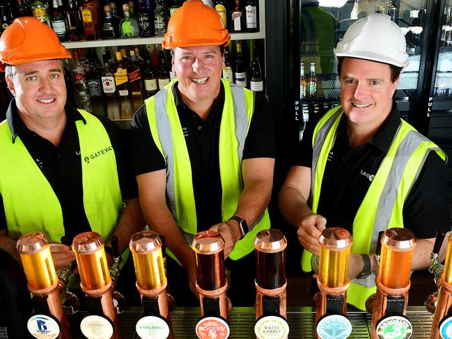 Brothers Tony, Michael and Justin Coleman are ready for the taps to start pouring at Landmark@Gateway Picture: JUSTIN KENNEDY