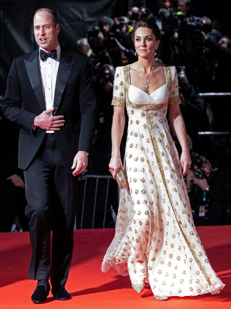 Britain’s Prince William, Duke of Cambridge and Catherine, Duchess of Cambridge arrive for the 2020 BAFTAs. Picture: AFP