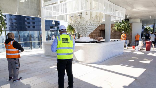 Finishing touches to Sky Deck at the opening of The Star Grand and Queen's Wharf precinct in Brisbane on Thursday.