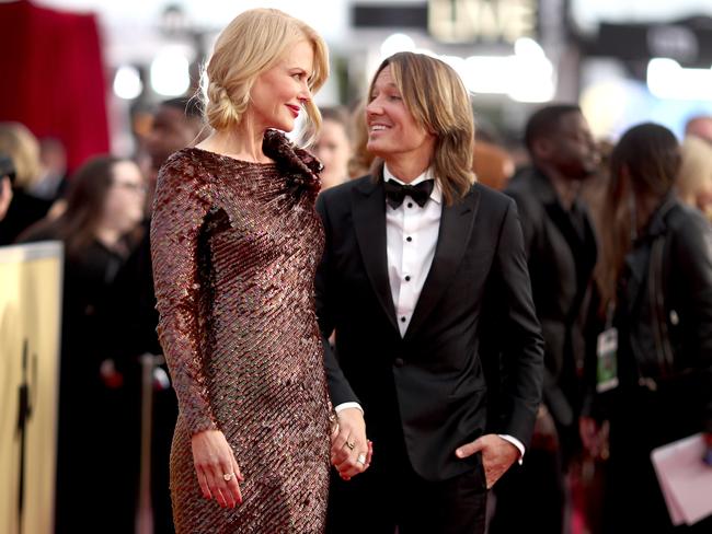 Nicole Kidman is almost at Keith Urban’s level without heels. She is 180cm and he’s 177cm. But heels take her past the 6-foot mark. Picture: Getty