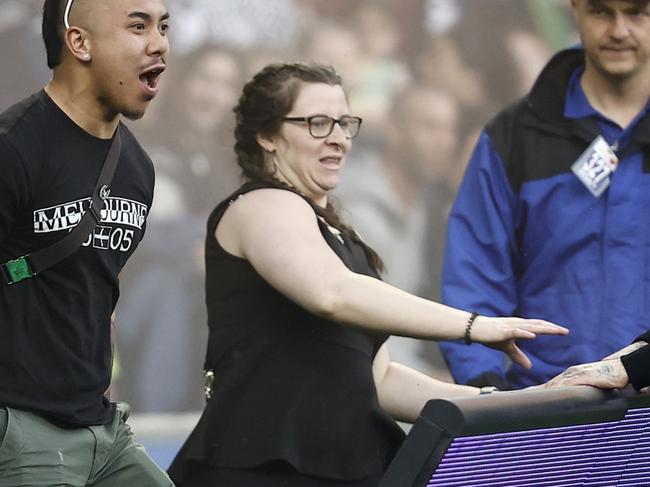 Megan Collins (pictured) was among the group of fans that stormed the pitch. Picture: Getty