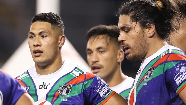 Warriors stars Roger Tuivasa-Sheck and Tohu Harris are committed to the Warriors but that could change if the club is based in Australia next year. Picture: Getty Images