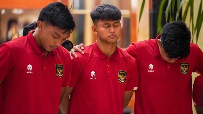 Members of Indonesia's Under-20 team after FIFA announced the cancellation of their country’s hosting rights of the World Cup. Picture: AFP