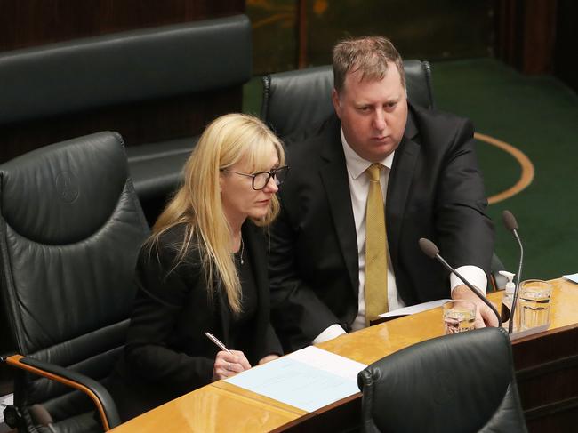 Independents Lara Alexander and John Tucker. Question time in the Tasmanian parliament with two new independent members. Picture: Nikki Davis-Jones