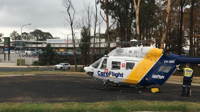 A fuel container has exploded in a man's face in North Kellyville.