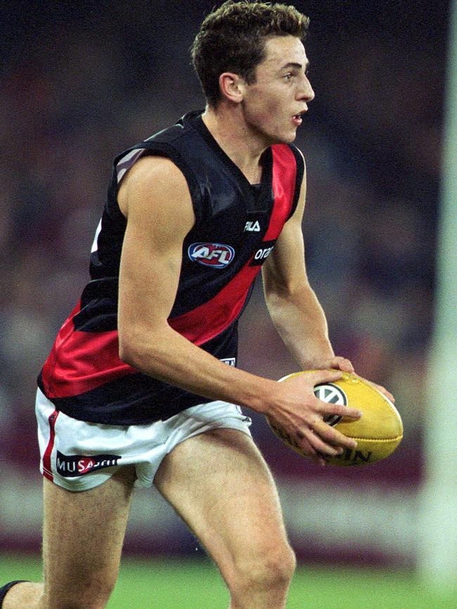 Jordan Bannister during his AFL playing days with Essendon.