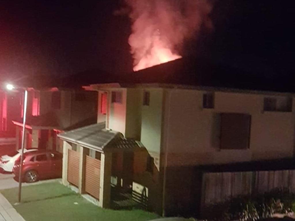 The fire at the Browns Plains unit. Pic Nikita Rush