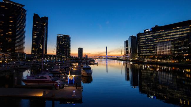 The sun sets over Docklands. Picture: Mark Stewart