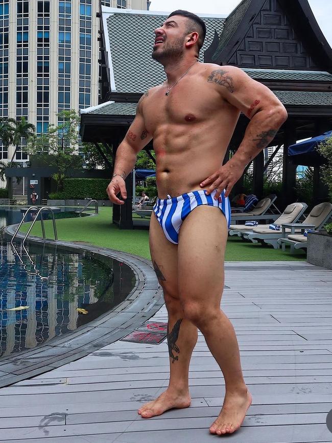 Jono Castano in Thailand eight weeks after his baby was born. Picture: Instagram