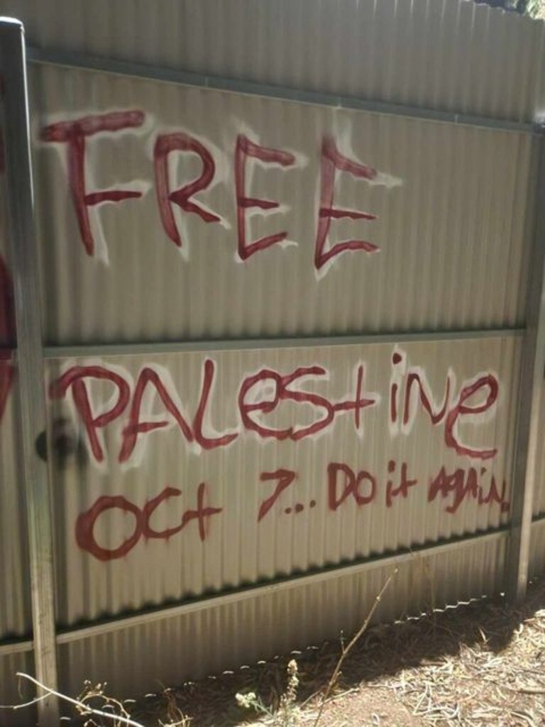 Graffiti of ‘Free Palestine. Oct 7… Do it Again’ taken in Adelaide. Picture: Supplied