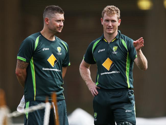 Michael Clarke with stand-in captain George Bailey.