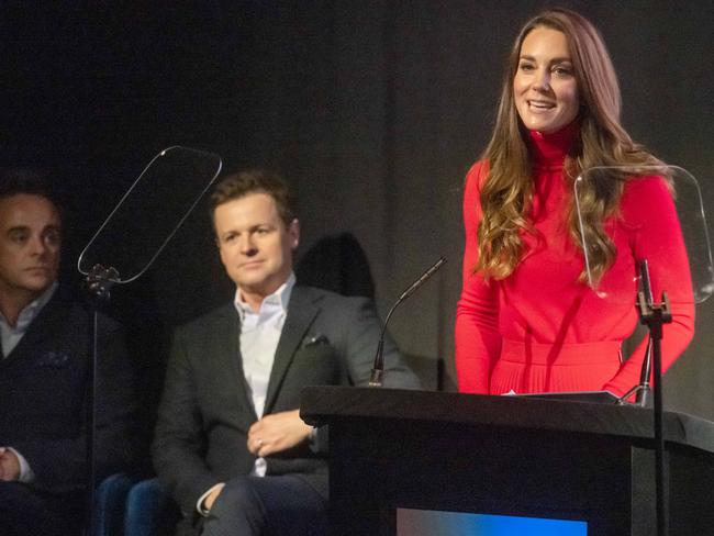 Kate addressed the launch, wearing Christopher Kane and Ralph Lauren. Picture: Getty Images