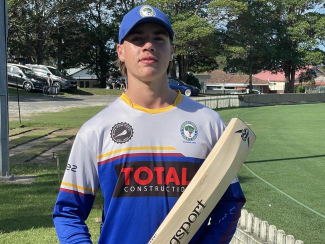 Xander Carstens following his innings of 117 for Northern District at Sutherland Oval. Picture: Jason Hosken – News Corp