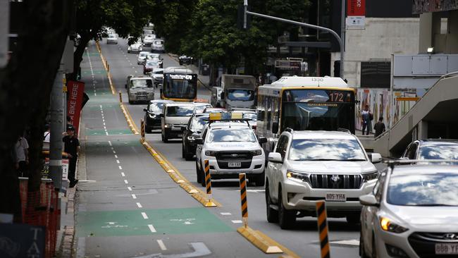 Another example of a protected bicycle lane, this time in Brisbane. (Image: Josh Woning)