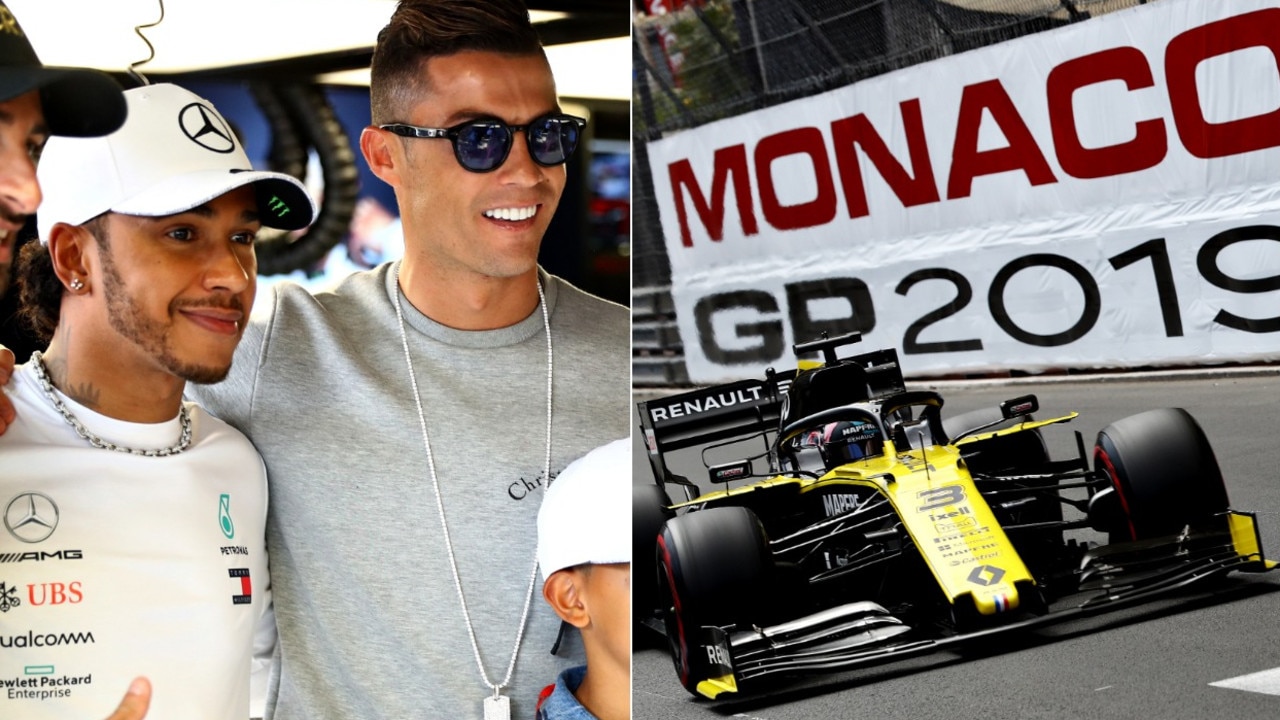 Cristiano Ronaldo visited Lewis Hamilton as the stars began to emerge in Monaco.