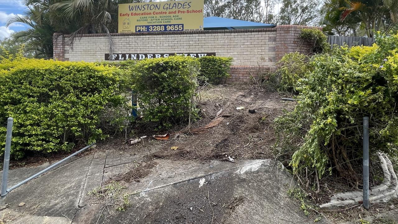 Winston Glades Early Education Centre, Flinders View, after an alleged New Years Eve crash. Picture: Nicola McNamara