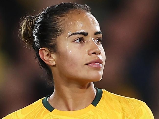 SYDNEY, AUSTRALIA - JUNE 03:  Mary Fowler of Australia looks on during the international friendly match between Australia Matildas and China PR at Accor Stadium on June 03, 2024 in Sydney, Australia. (Photo by Matt King/Getty Images)