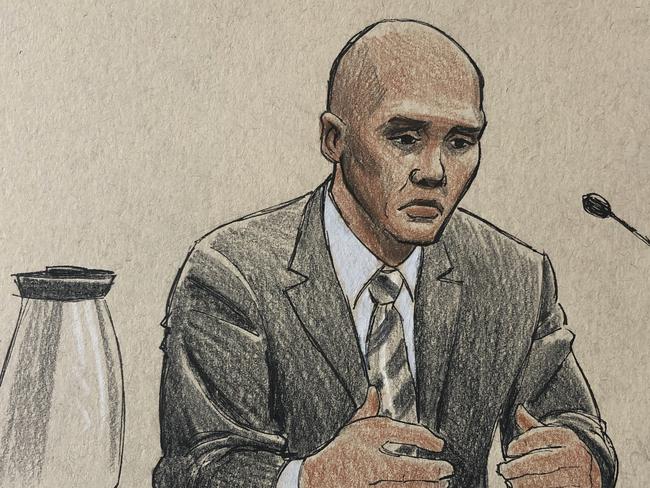 This courtroom sketch depicts former Mohamed Noor on the witness stand. Picture: Cedric Hohnstadt via AP