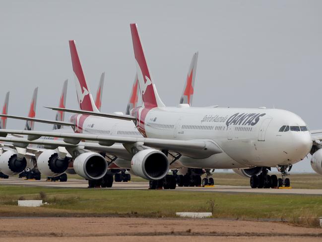 01/04/2020: QANTAS, Jetstar & Virgin airlines are storing a large number of their aircraft at Avalon Airport, near Geelong, as the Coronavirus brings air travel to a near halt. Stuart McEvoy/The Australian.