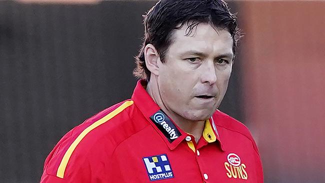 Gold Coast Suns’ coach Stuart Dew is believed to be the only certainty to survive the club’s upheaval. Picture: Dave Hunt