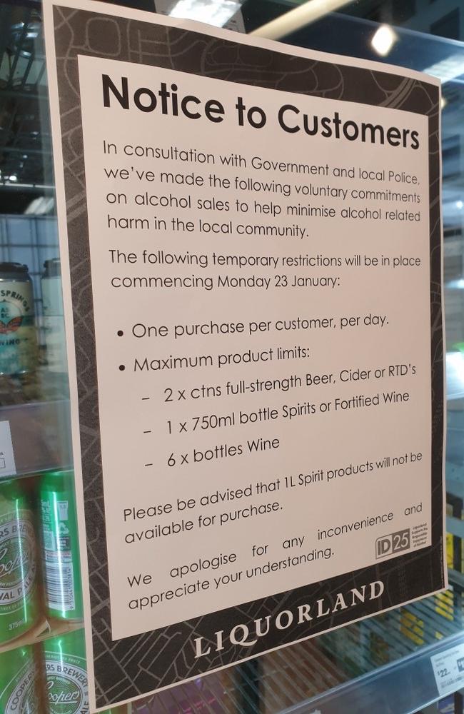 Printed notices around the store detail the latest “temporary restrictions”. Picture: Frank Chung/ news.com.au