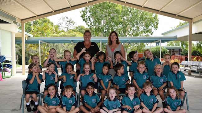 MY FIRST YEAR: Funny faces. Pacific Paradise State School Preps. Picture: Patrick Woods.