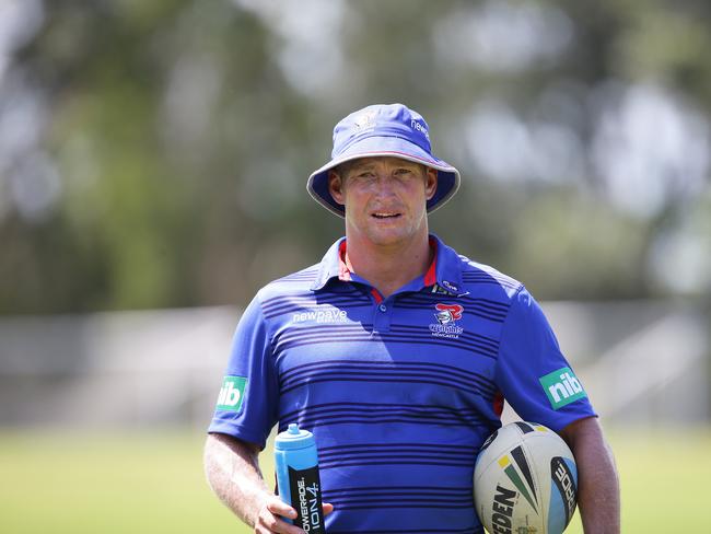 Knight's new coach Nathan Brown calls the shots at training. Picture by Peter Lorimer.