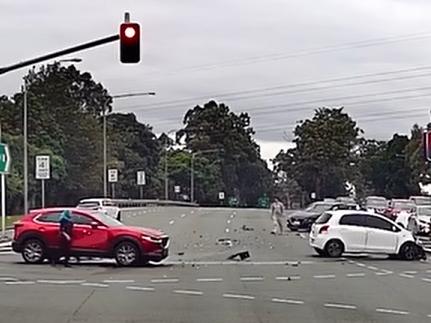 The driver of the Mazda was seen wandering off the road. Picture: Dashcam Owners Australia