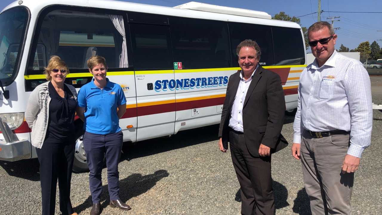 Announcing the sale of Stonestreets Coaches are (from left) director Bev Mules, operations manager Michelle Mules, managing director Premier Group John King, Stonestreets managing director Phil Stonestreet. Picture: Contributed