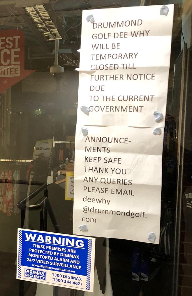 Drummond Golf at Dee Why closed after a staff member tested positive for coronavirus. Picture: Jim O'Rourke