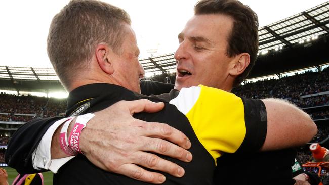 Richmond coach Damien Hardwick with CEO Brendon Gale after the Grand Final.