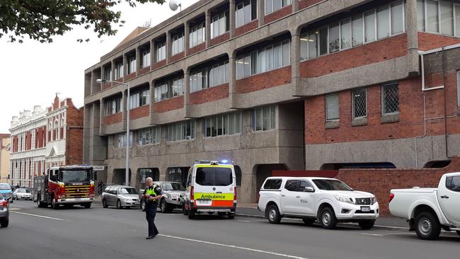 Police, Fire and Ambulance personnel attend a fire a the Launceston Reception Prison on Cimitiere Street Launceston. Picture: TIM MARTAIN