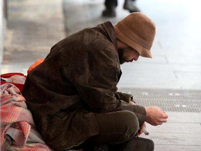 Homeless on Elizabeth Street. Picture: Mark Wilson