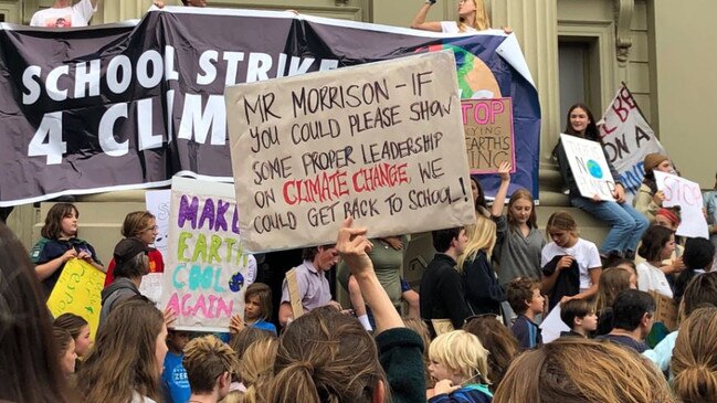 Students protest in Geelong. Picture: Twitter