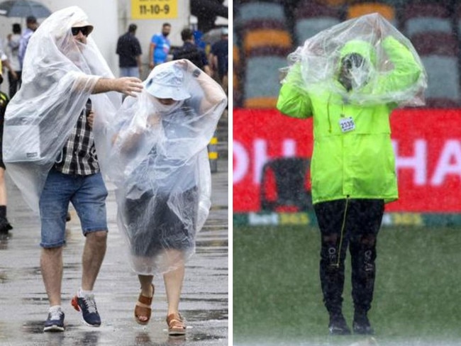 The day was a struggle for everyone at the Gabba. Photos: AFP