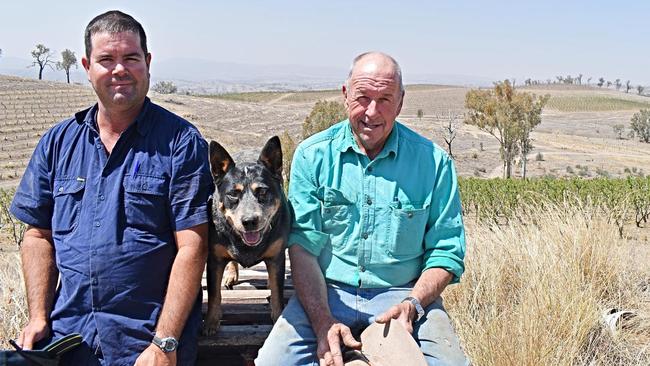 Traprock Orchard employee Phil Davies with Bonnie and orchard owner John Pratt.