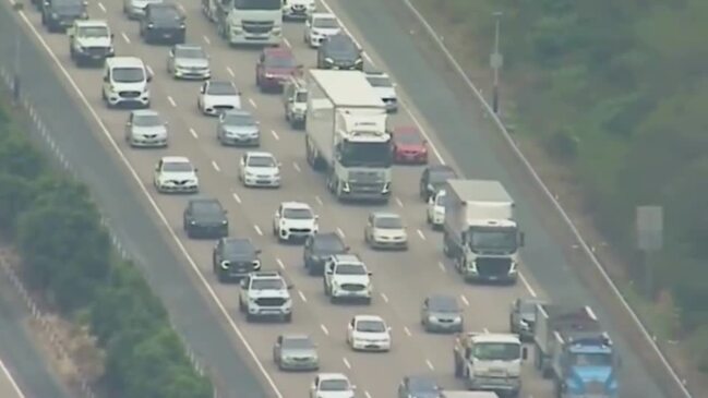 Traffic banked up on the Pacific Motorway on the Gold Coast. VIDEO: 9 News Gold Coast