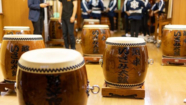 Taiko drumming practice at Kuano Shrine.