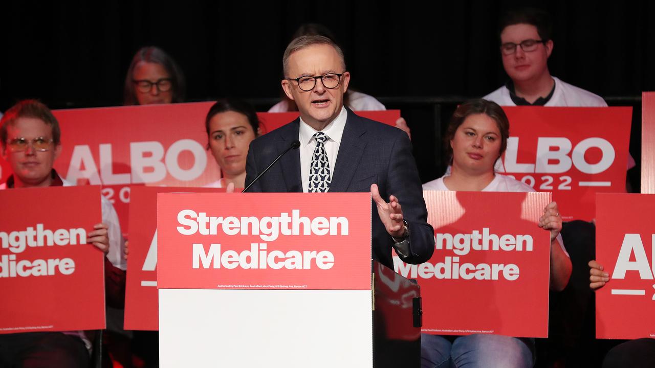 Labor leader Anthony Albanese addresses a crowd at a Labor rally in Launceston in the seat of Bass, Tasmania. Picture: Liam Kidston