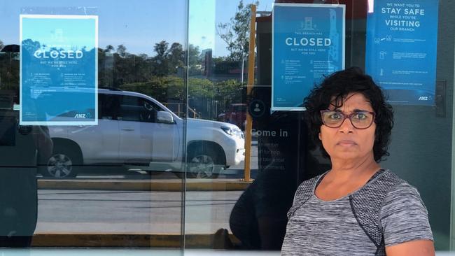 ANZ Bank at Beenleigh Marketplace closed late last month without giving warning to many customers, including Vanitha Lang.