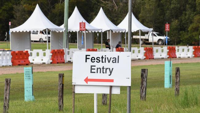 Signage outside the main entrance to Bluesfest on April 01, 2021 following its shock cancellation. (Photo by James D. Morgan/Getty Images)