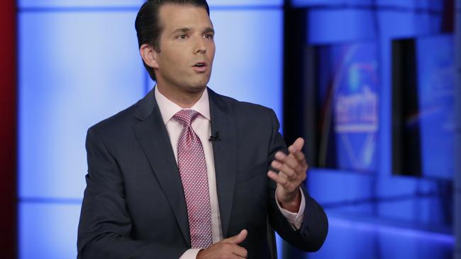 Donald Trump Jr was interviewed by host Sean Hannity on his Fox News Channel television program, where he dismissed the firestorm over Russian connections swirling around his father’s administration. Picture: Richard Drew/AP