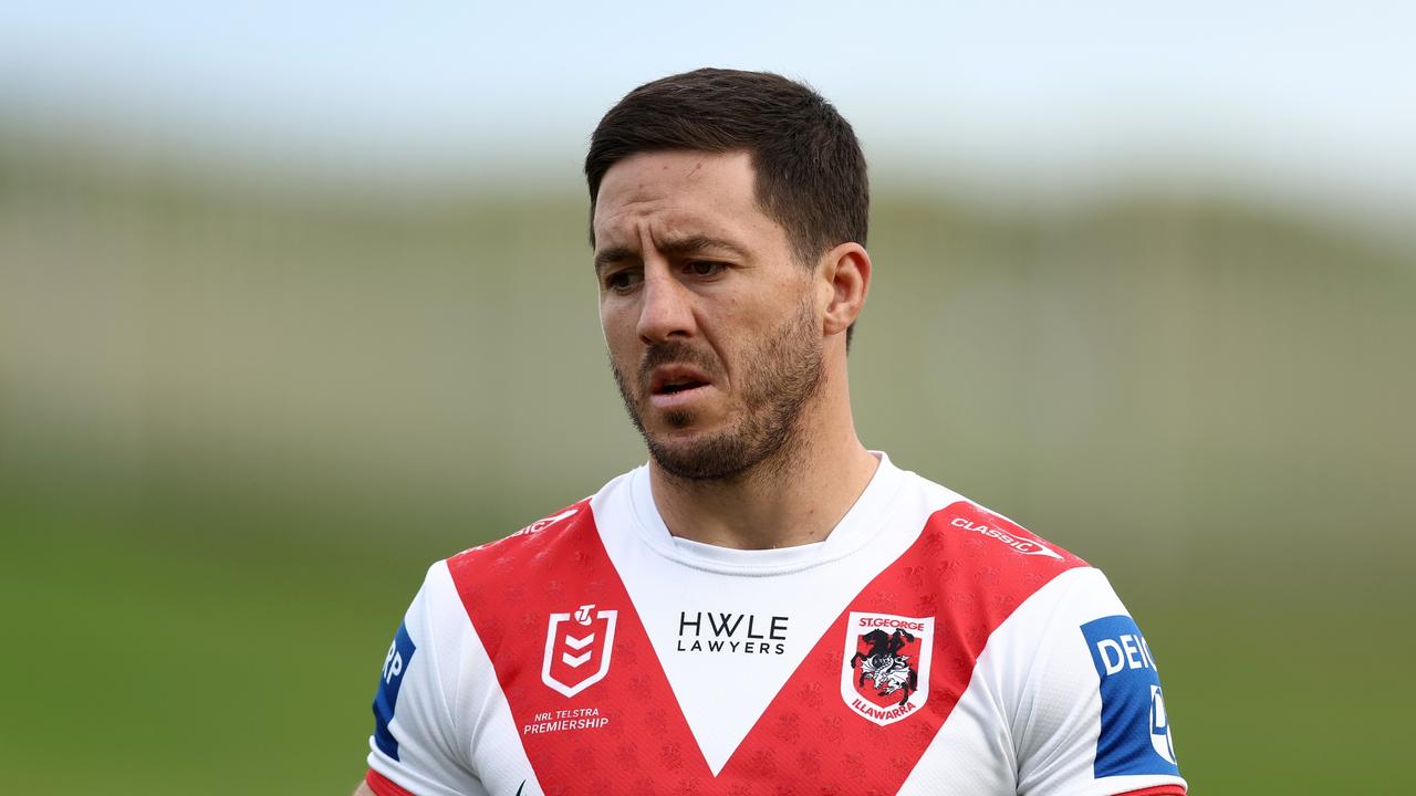 WOLLONGONG, AUSTRALIA - APRIL 30: Ben Hunt of the Dragons warms up during the round nine NRL match between St George Illawarra Dragons and Canterbury Bulldogs at WIN Stadium on April 30, 2023 in Wollongong, Australia. (Photo by Matt King/Getty Images)