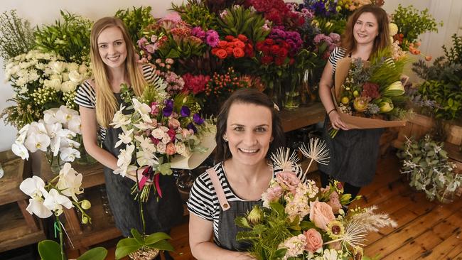 Little Love Co manager Jean Hunt with staff Bethany Mallett and Adelle Irving-Gutherie. Picture: AAP/Roy VanDerVegt