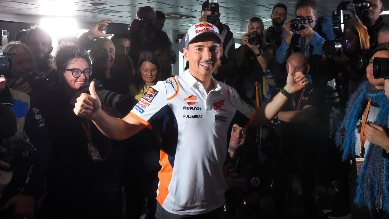 Jorge Lorenzo leaves after a press conference where he announced his retirement. Picture: Jose Jordan